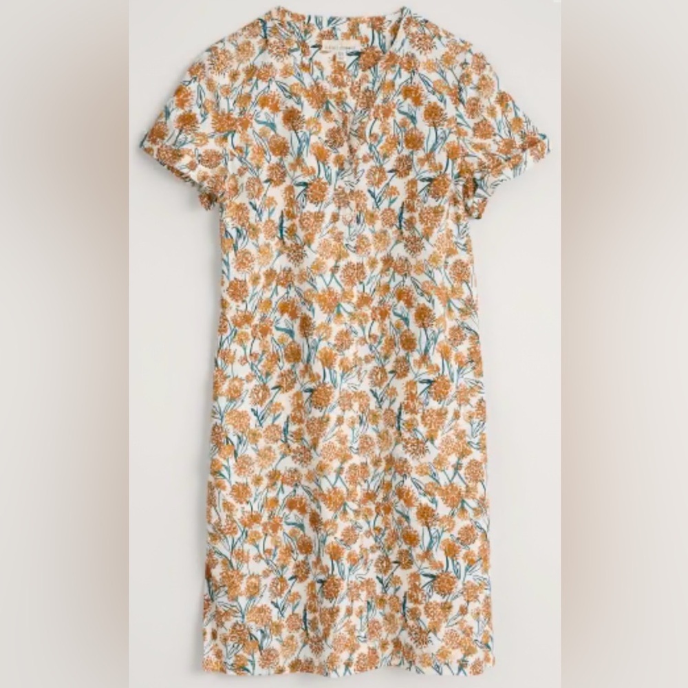 Seasalt Cornwall Foreshore Linen Dress Floral A-Line Collared Size 6